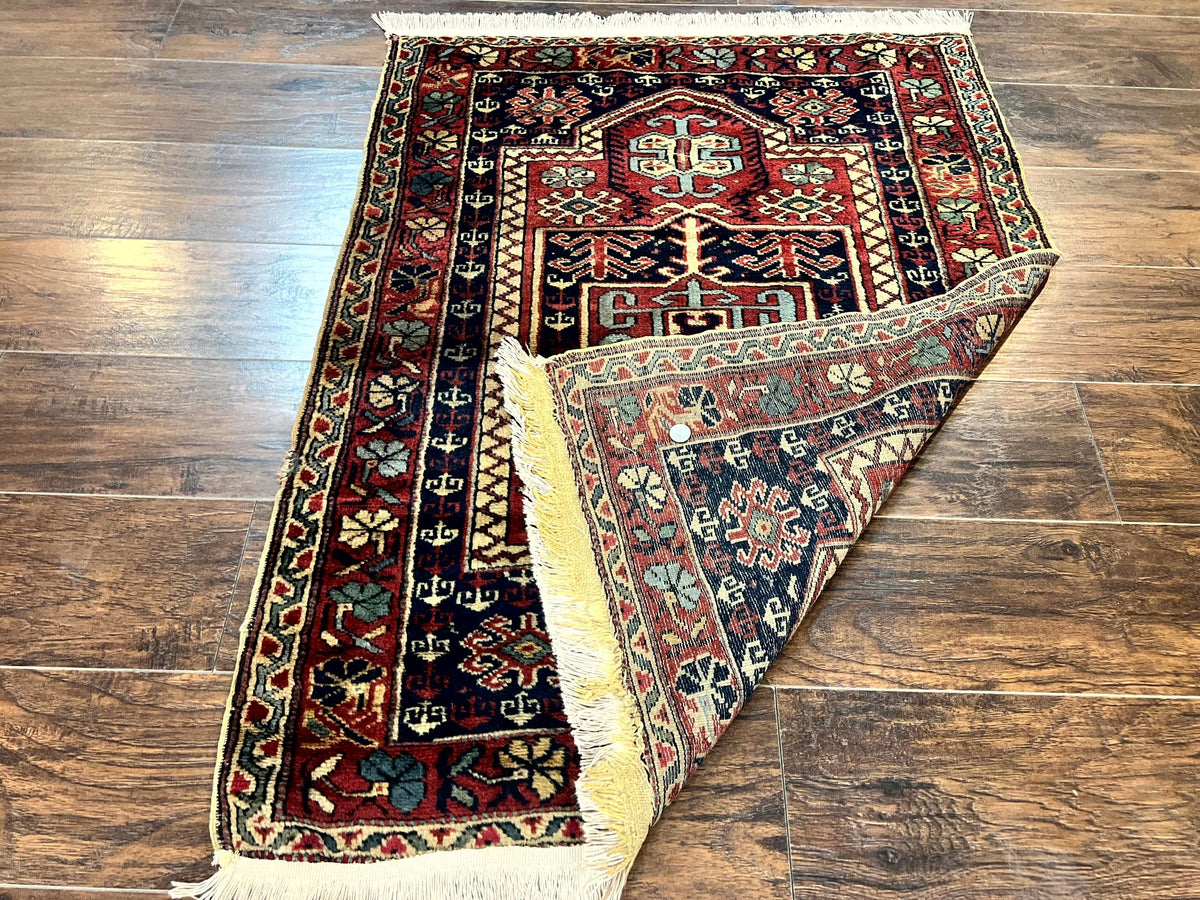 Antique Turkish Sparta Rug 3x4, Geometric Caucasian Pattern, Vintage Handmade Tribal Wool Carpet - Jewel Rugs, view 11