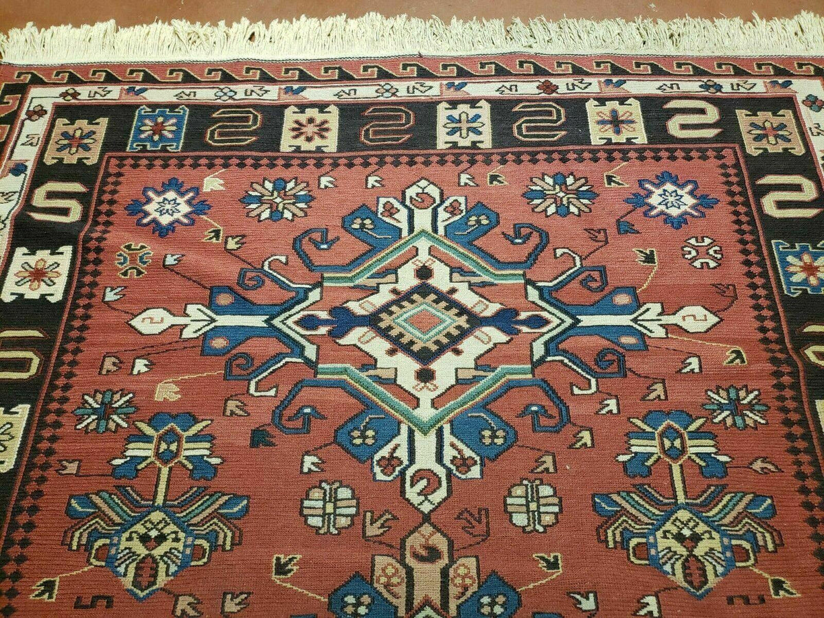 4' X 6' Vintage Russian Kilim Handmade Caucasian Soumak Flat Weave Wool Rug - Jewel Rugs, view 4