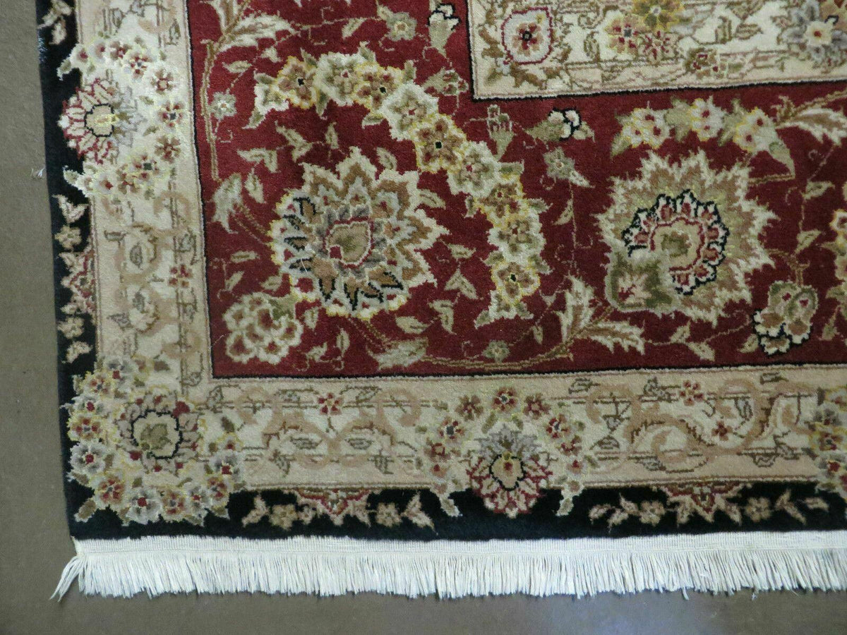 9' X 12' Vintage Handmade Fine Chinese Oriental Floral Wool Rug Silk Black - Jewel Rugs, view 8