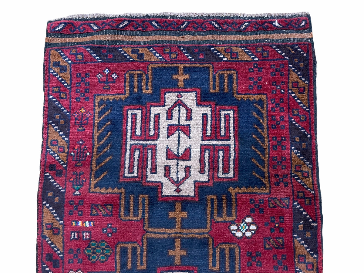 2' 9" X 4' 7" Vintage Handmade Tribal Wool Rug Balouchi Rug Afghan Rug Red Beige - Jewel Rugs, view 3