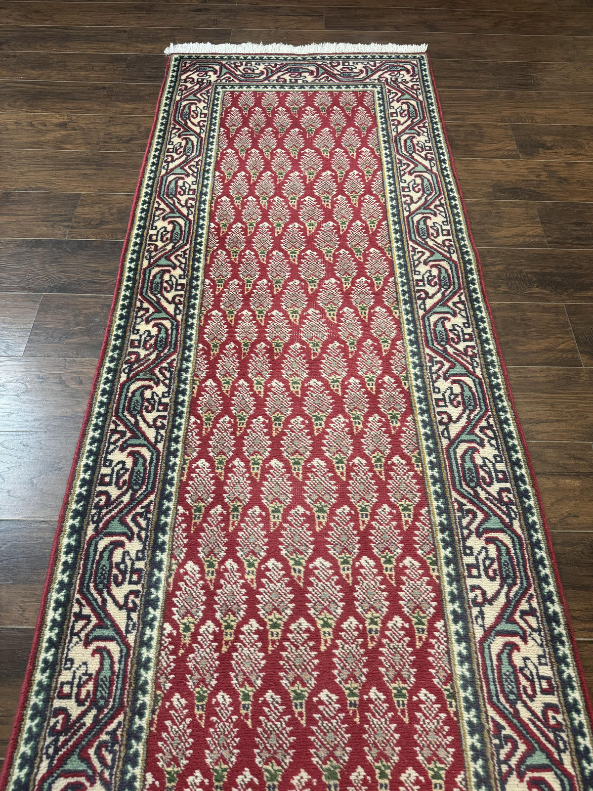 Persian Tabriz Runner Rug 3x16, Paisley Boteh Design, Red and Cream, Rug for Hallway, 16ft Wool Runner - Jewel Rugs, view 13