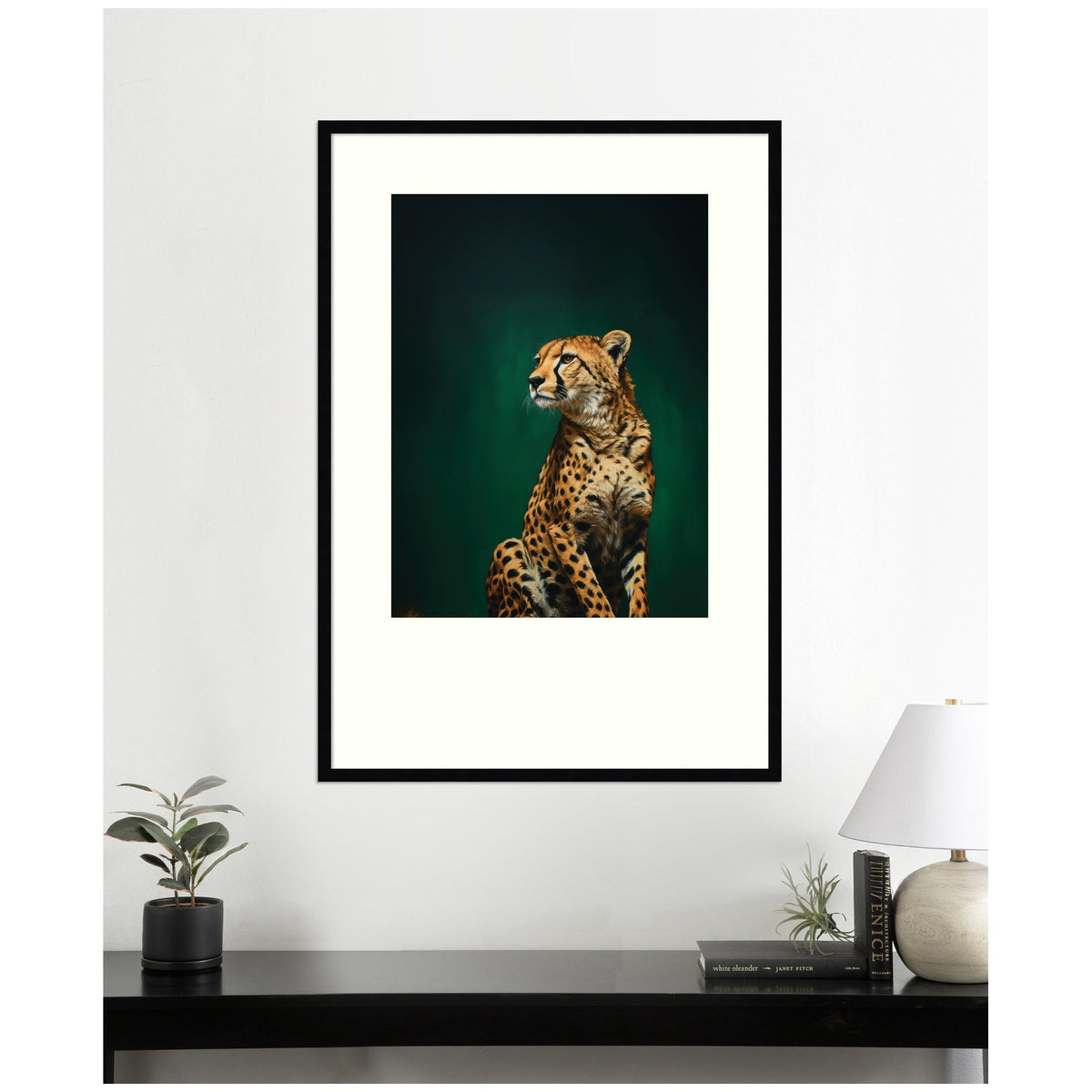 Twilight Emerald Green Leopard by The Creative Bunch Studio Framed Wall Art Print