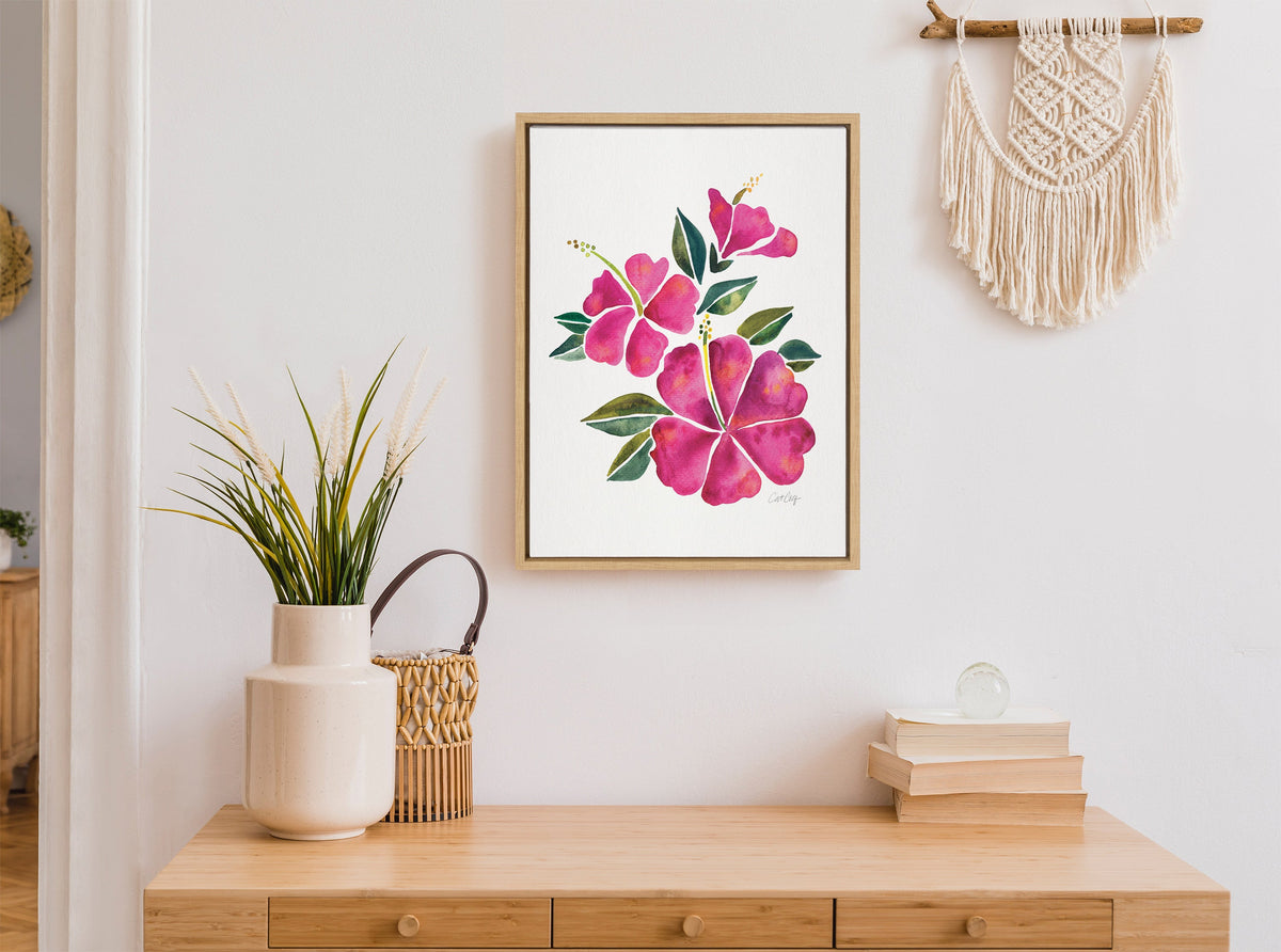 Sylvie Hibiscus Bloom Fuchsia Framed Canvas by Cat Coquillette