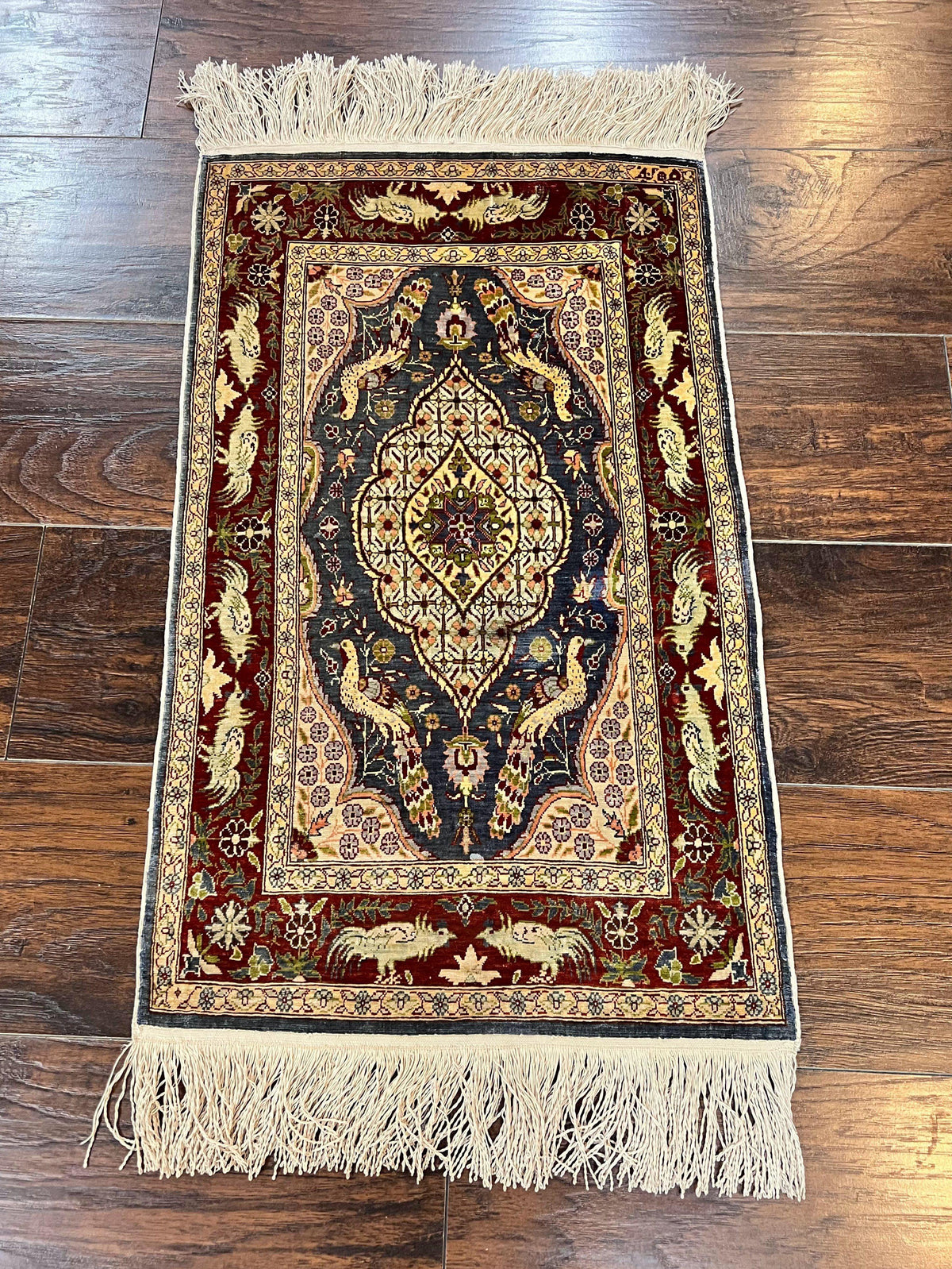 Silk Turkish Hereke Rug 2x3, Peacocks Birds, Signature from Master Weaver, Super Finely Hand Knotted 550 KPSI, Animal Pictorials - Jewel Rugs, view 2