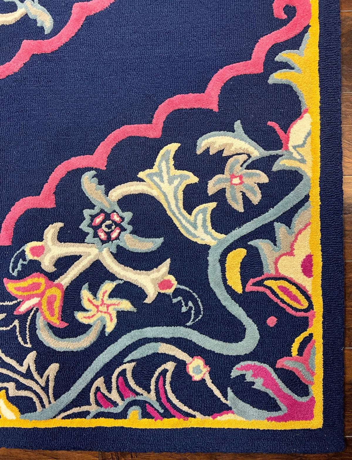 Safavieh Rug 8x10 Belagio Collection, Navy Blue Pink Yellow, Power-Loomed Wool Carpet, Floral Area Rug, Modern Rug, Room Sized 8 x 10 ft Rug - Jewel Rugs, view 10