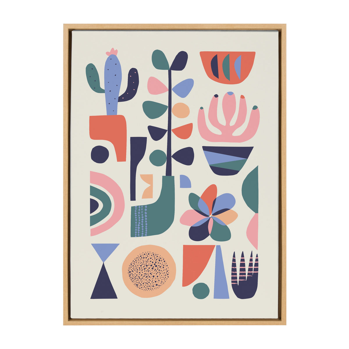 Sylvie Mid Century Succulents Framed Canvas by Rachel Lee of My Dream Wall