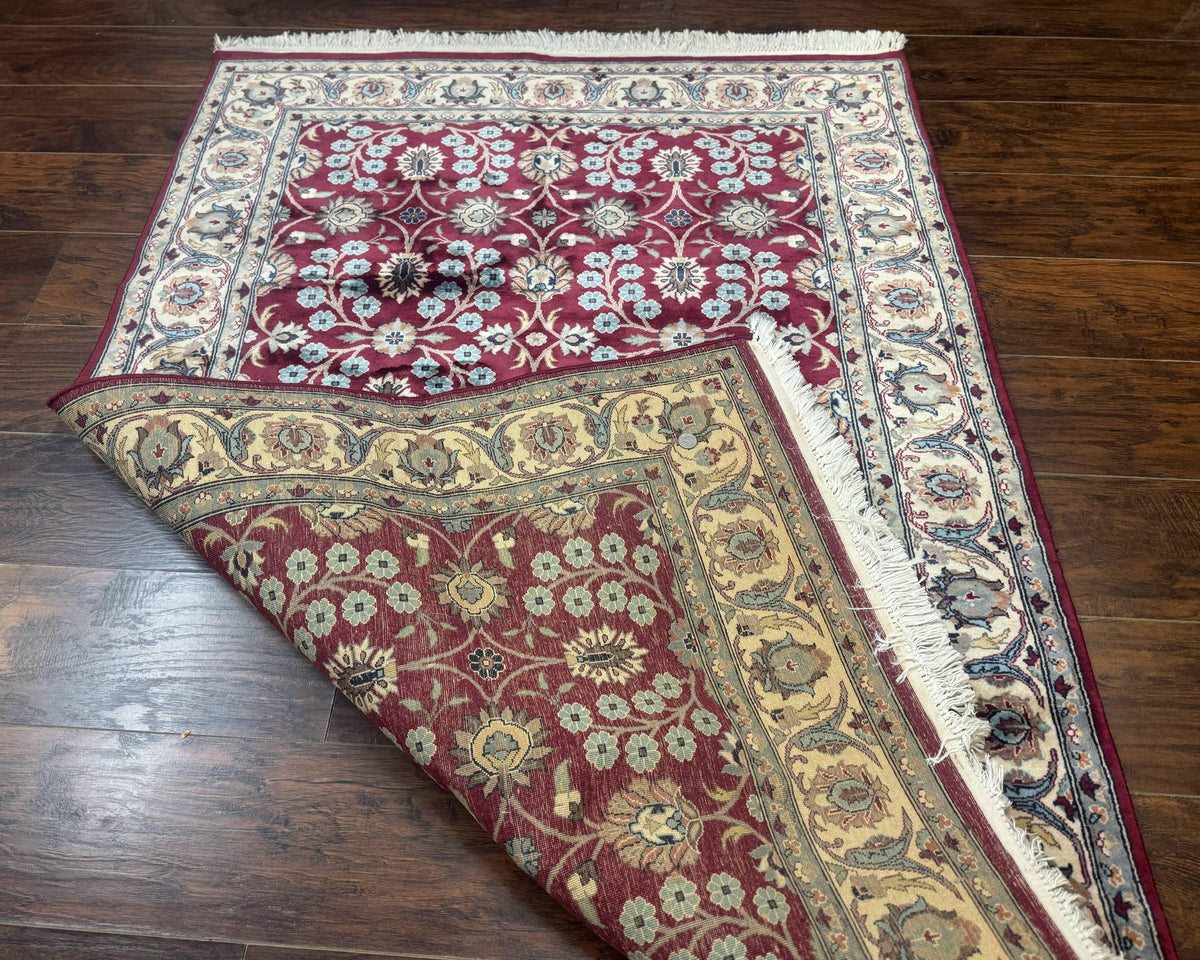 Pak Persian Rug 4x6, Floral Allover, Vintage Wool Carpet, Plum and Ivory - Jewel Rugs, view 12