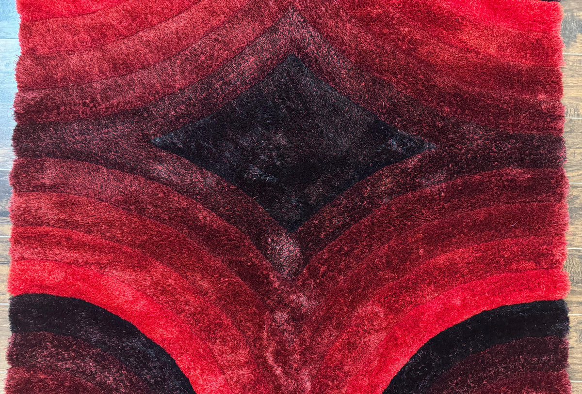 Red and Black Shag Rug 5x7, Pair A - Jewel Rugs, view 5