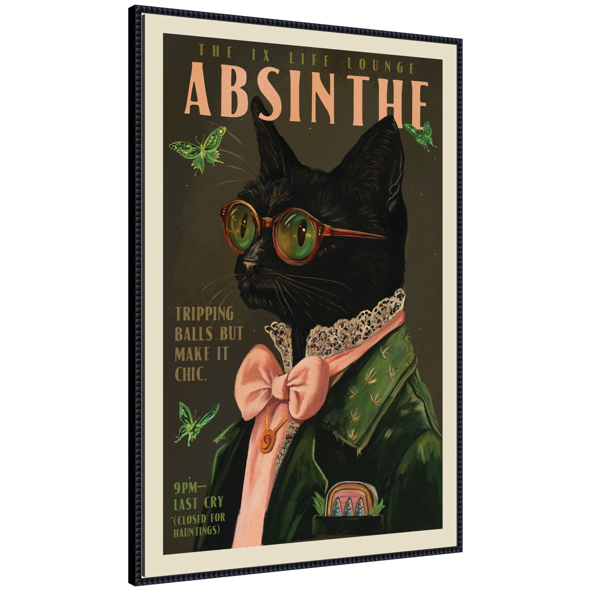 WG Absinthe Kitty by The Whiskey Ginger Framed Canvas Wall Art Print