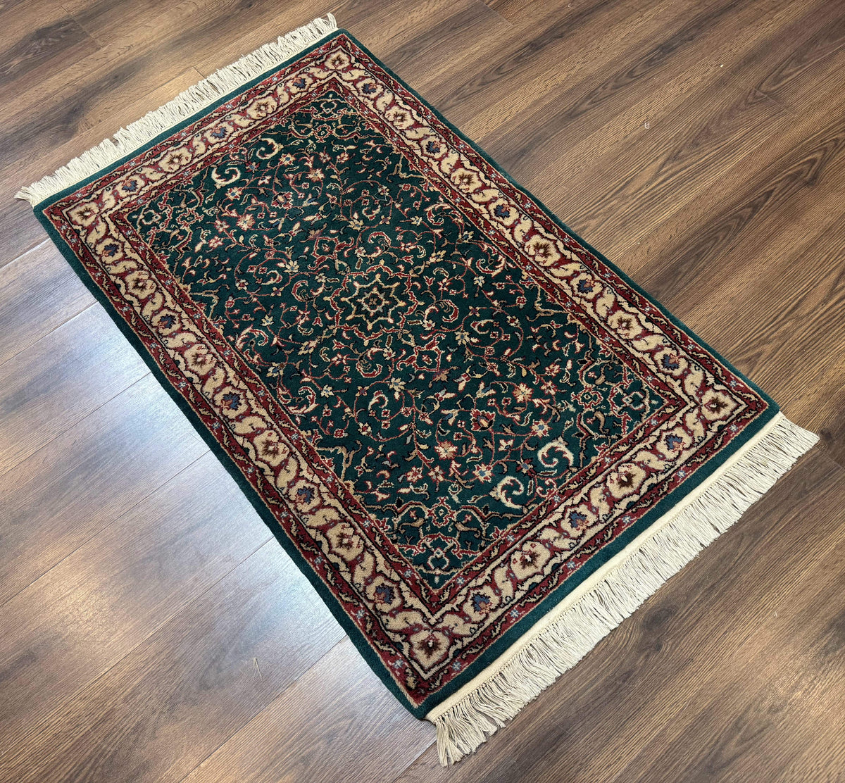 Dark Green Indo Persian Rug 2.5 x 4, Hand Knotted Wool Small Oriental Carpet - Jewel Rugs, view 13