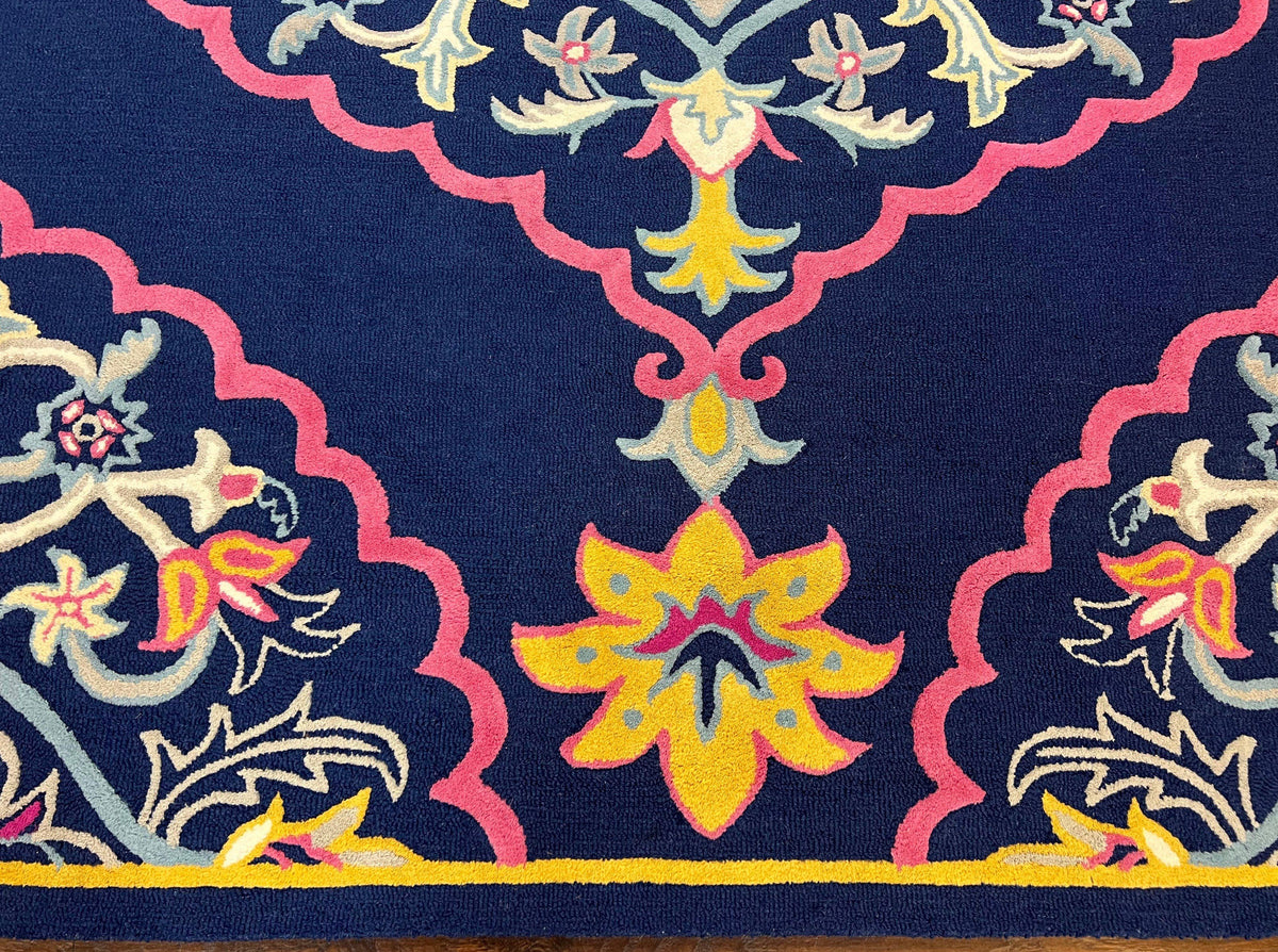 Safavieh Rug 8x10 Belagio Collection, Navy Blue Pink Yellow, Power-Loomed Wool Carpet, Floral Area Rug, Modern Rug, Room Sized 8 x 10 ft Rug - Jewel Rugs, view 6