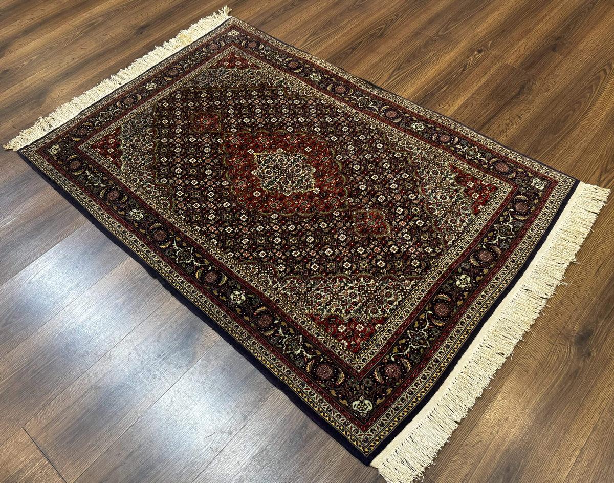 Persian Tabriz Rug 3x5, Wool on Silk Foundation, Very Fine 550 KPSI, Dark Navy Blue - Jewel Rugs, view 3
