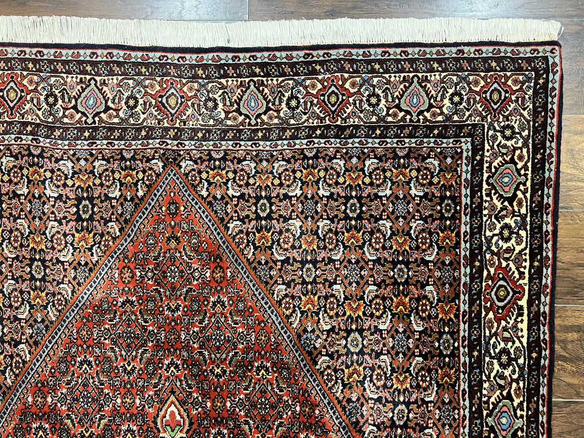 Persian Bidjar Rug 5x10, Wool Hand Knotted Vintage Carpet, Highly Detailed, Mahi Herati Pattern, 5 x 10 Oriental Rug - Jewel Rugs, view 7