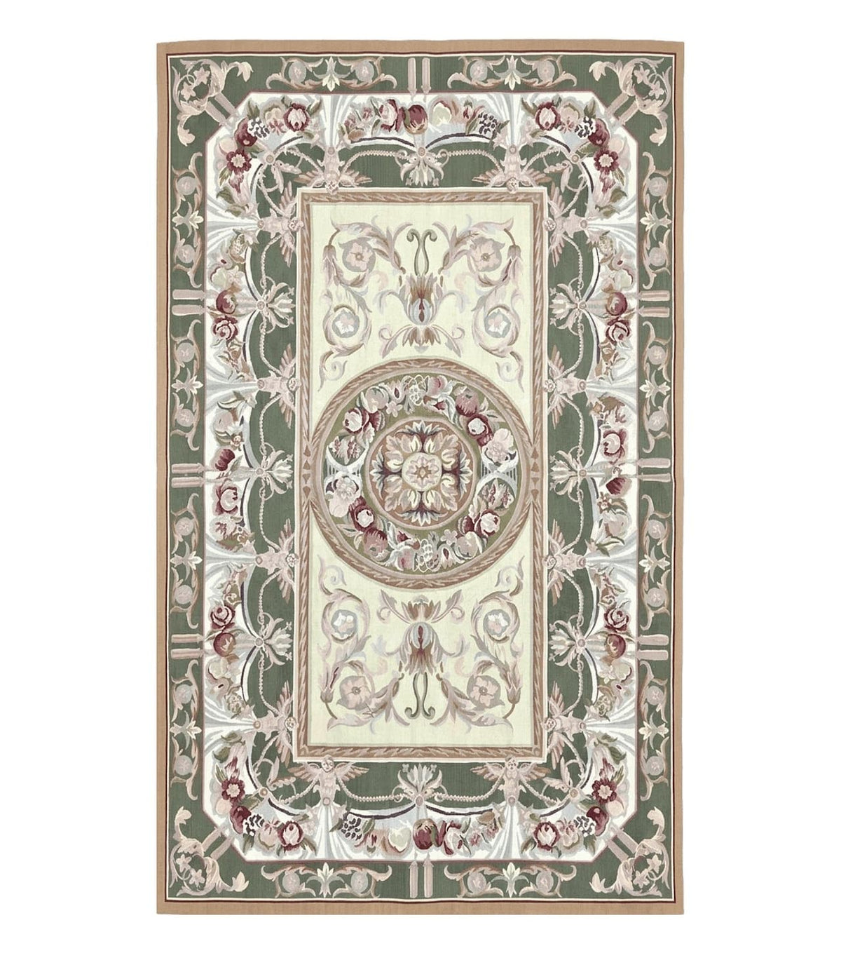 Aubusson Rug 5x8, Wool Handmade Vintage Carpet, Angel Motifs, Flatweave Rug 5 x 8, Medium Sized, European Design - Jewel Rugs