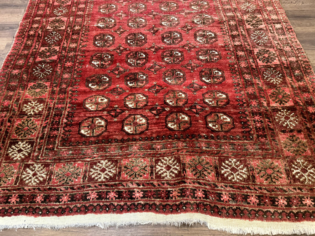 Antique Persian Turkoman Rug 5x6, Red - Jewel Rugs, view 6
