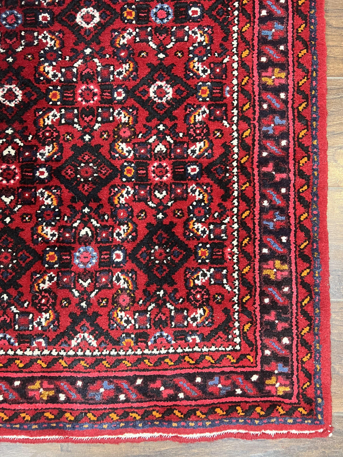 Persian Runner Rug 3 x 16, Wool Handmade Long Antique Hamadan Oriental Rug for Hallway, Red Tribal Rug, Allover Pattern, 3x16 Runner Rug - Jewel Rugs, view 9