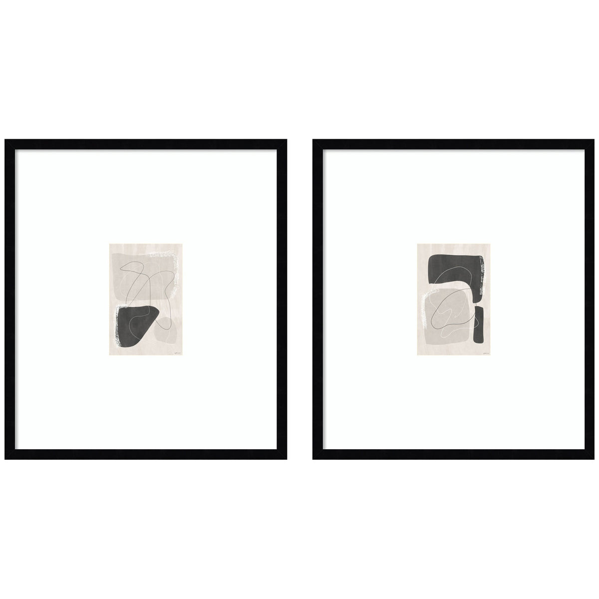 Abstract Shapes 01 & 02 2 Piece Framed Wall Art Print Set by Gabrielly Guedes