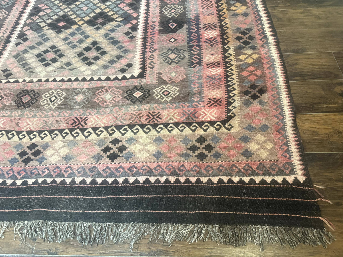 Persian Kurdish Kilim Rug 8x10, Large Flatweave Tribal Bohemian Rug, Vintage Zarand Kilim - Jewel Rugs, view 10