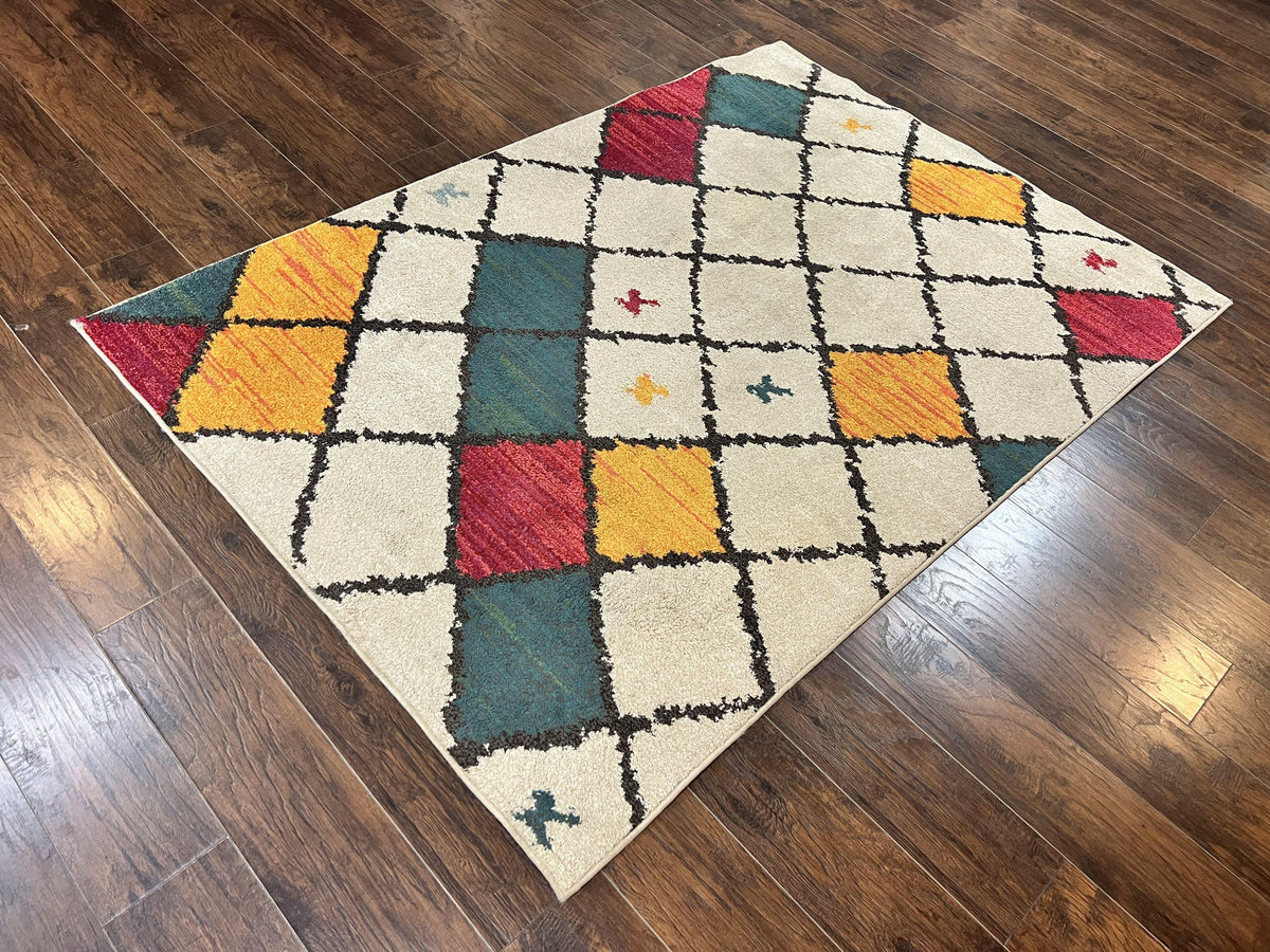 Panel Design Rug 5 x 7.6, Ivory/Beige & Multicolor - Jewel Rugs, view 3
