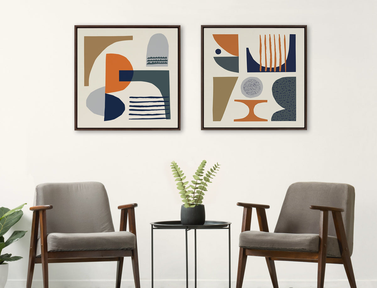 Sylvie Abstract Mid Century Framed Canvas by Rachel Lee of My Dream Wall
