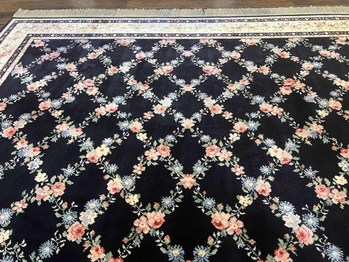 Karastan Rug 8.8 x 12, Garden of Eden #509/1270, Ebony Trellis, Vintage Discontinued Wool Pile Karastan Carpet - Jewel Rugs, view 4