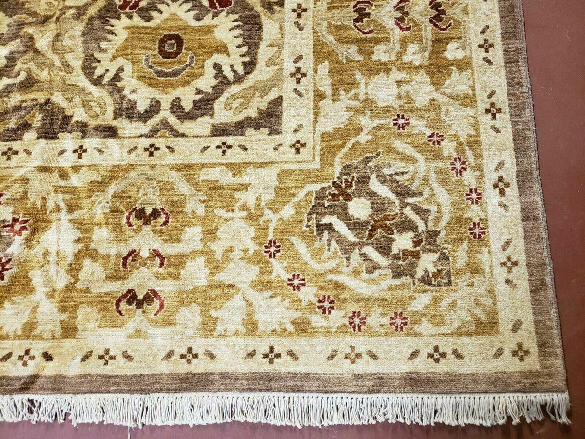 10' X 14' Handmade Pak Peshavar Chobi Agra Wool Carpet Coffee Brown Gold - Jewel Rugs, view 8