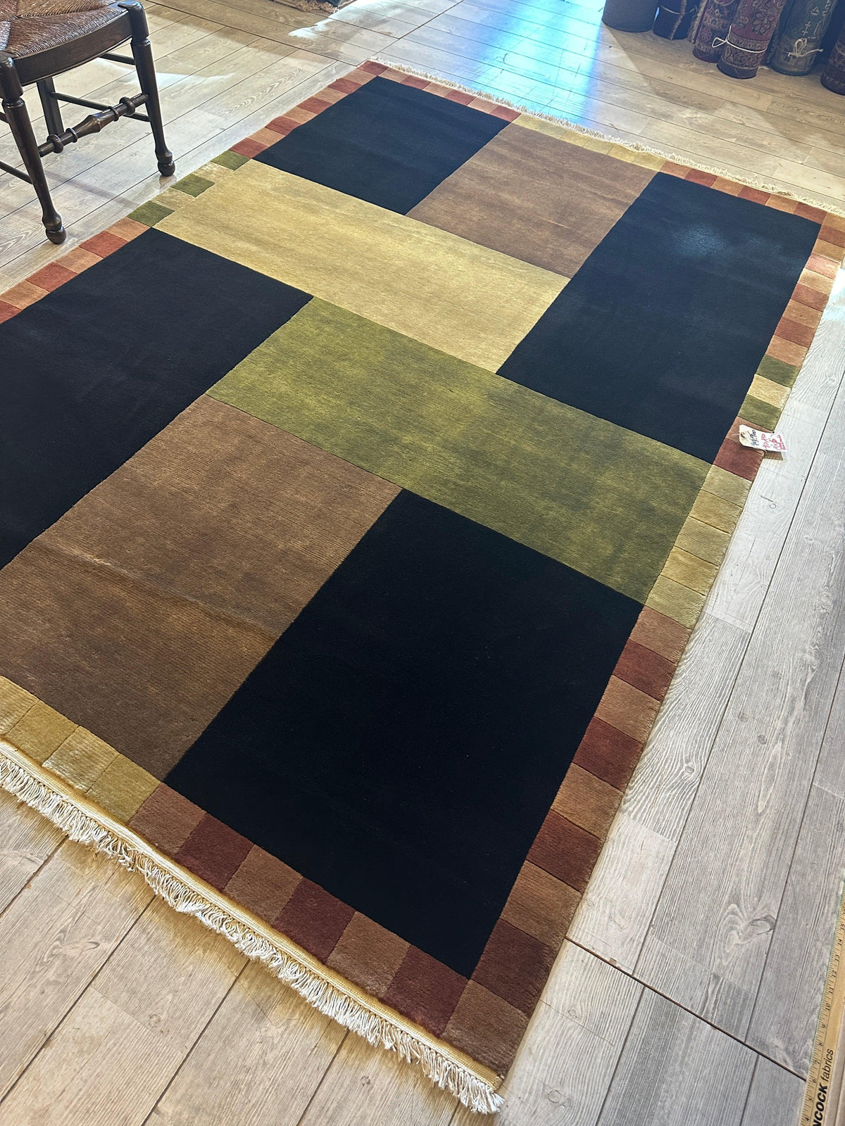 Indian Rug 6x9 | Navy, Brown & Gold | Hand-Knotted Wool - Rugistan, view 2