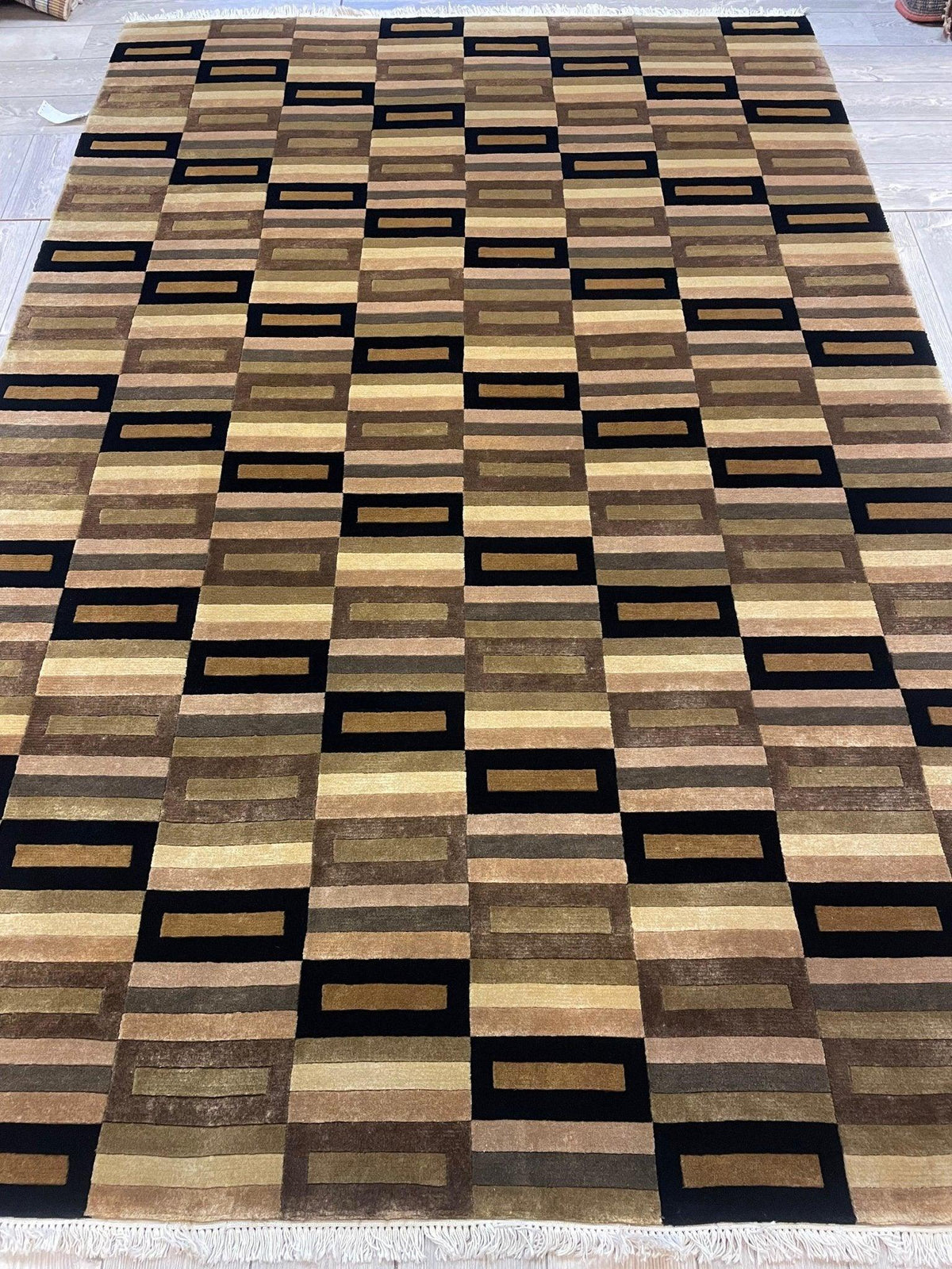 Nepalese Rug 6x9 | Brown, Gold & Beige | Hand-Knotted Wool - Rugistan, view 2