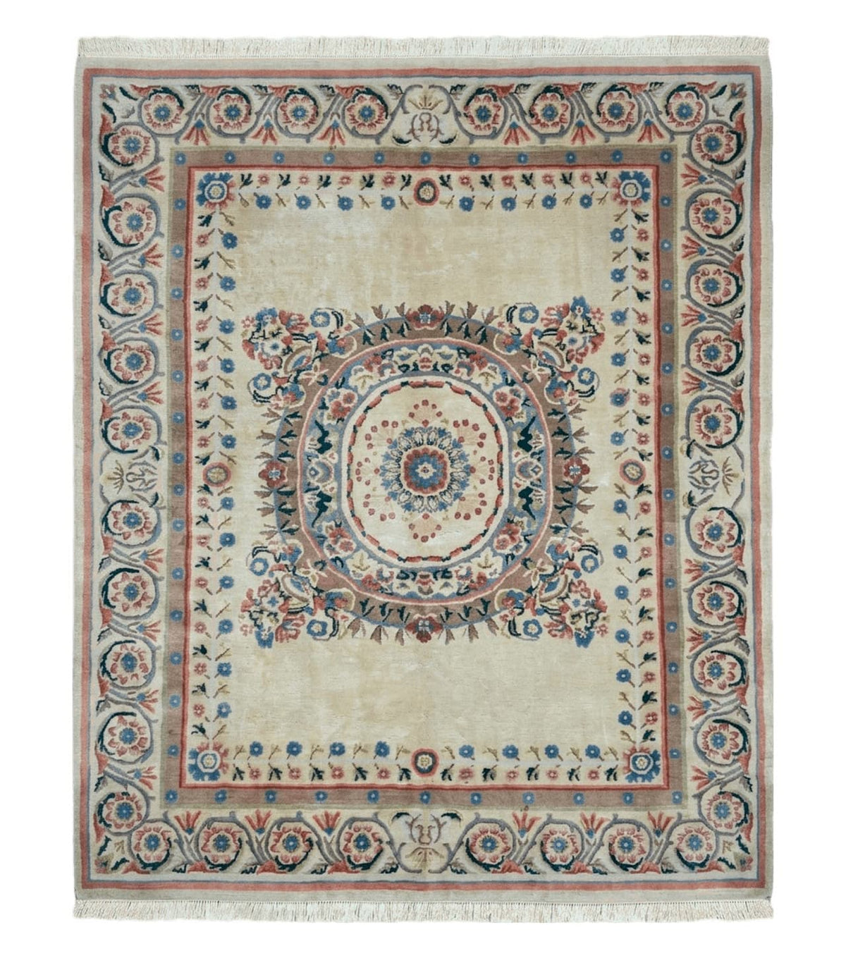 8' X 10' Vintage Handmade Wool Rug Aubusson Savonnerie Design European Nice - Jewel Rugs
