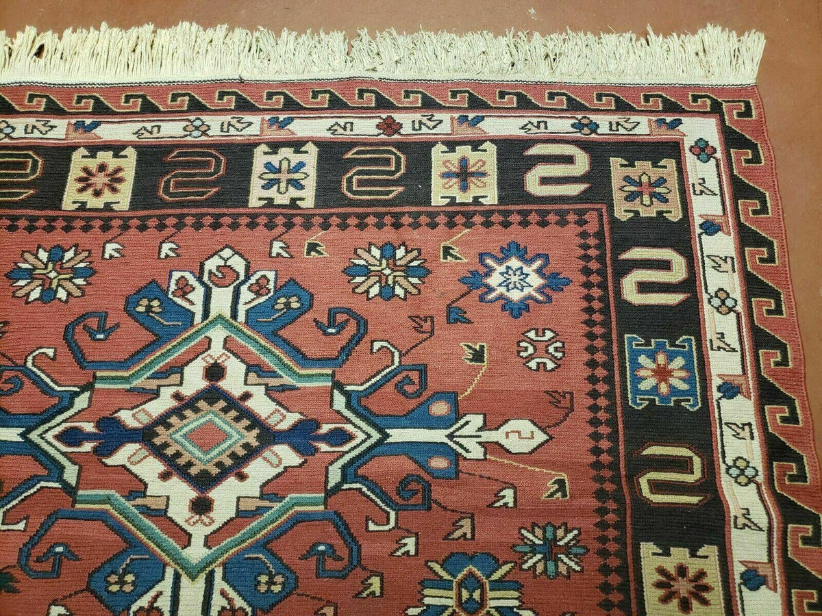 4' X 6' Vintage Russian Kilim Handmade Caucasian Soumak Flat Weave Wool Rug - Jewel Rugs, view 8