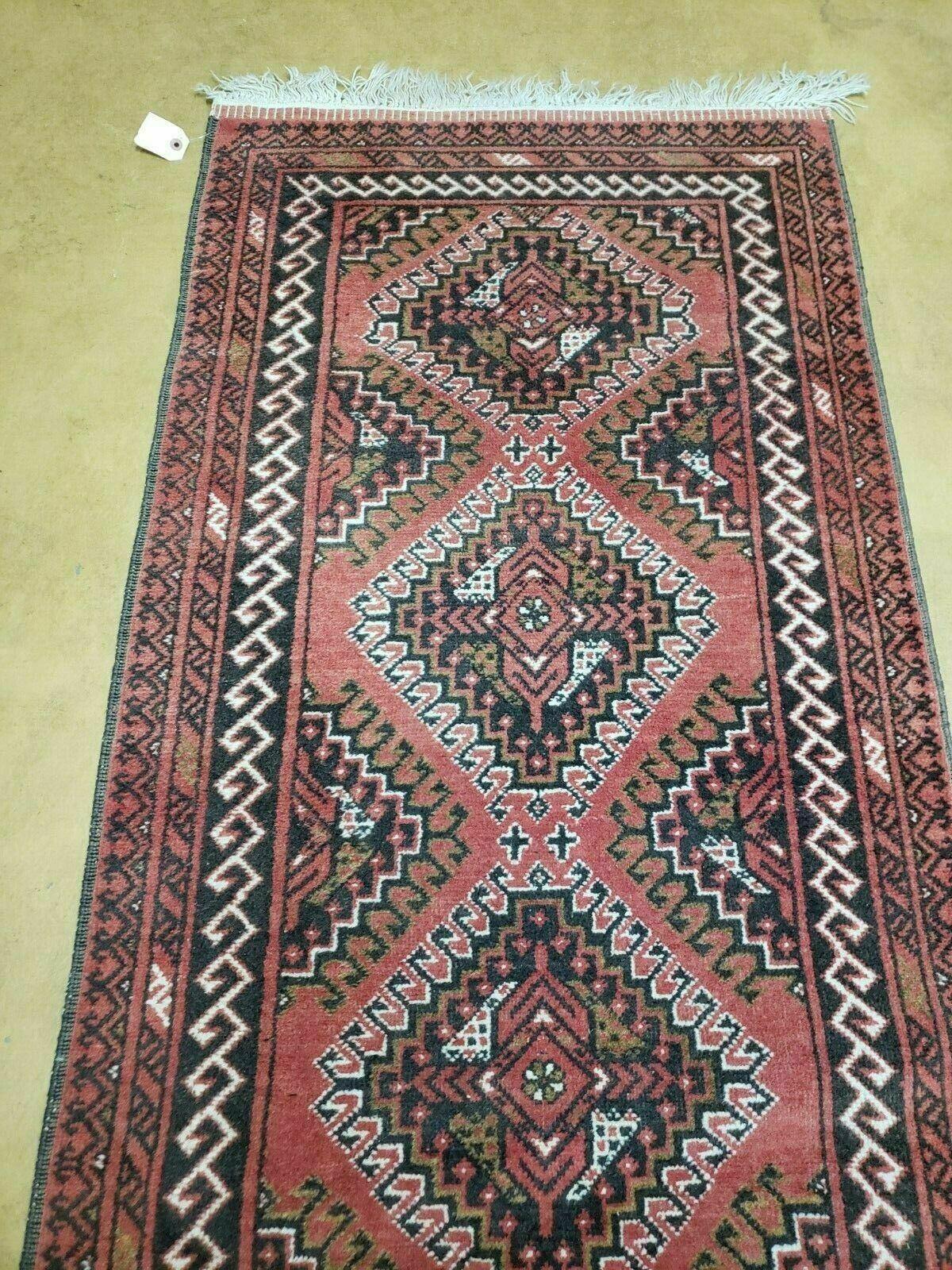 2' 5" X 9' Vintage Handmade Bokhara Red Turkoman Pakistani Wool Runner Rug Organic - Jewel Rugs, view 4
