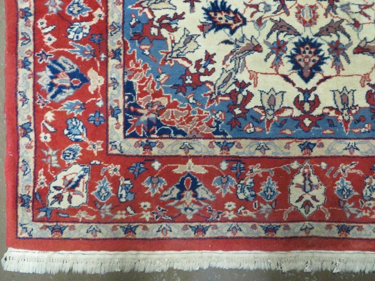 3' X 5' Vintage Handmade Authentic Oriental Floral Medallion Fine Wool Rug Beige Red and Blue Top Quality Veg Dyes - Jewel Rugs, view 8