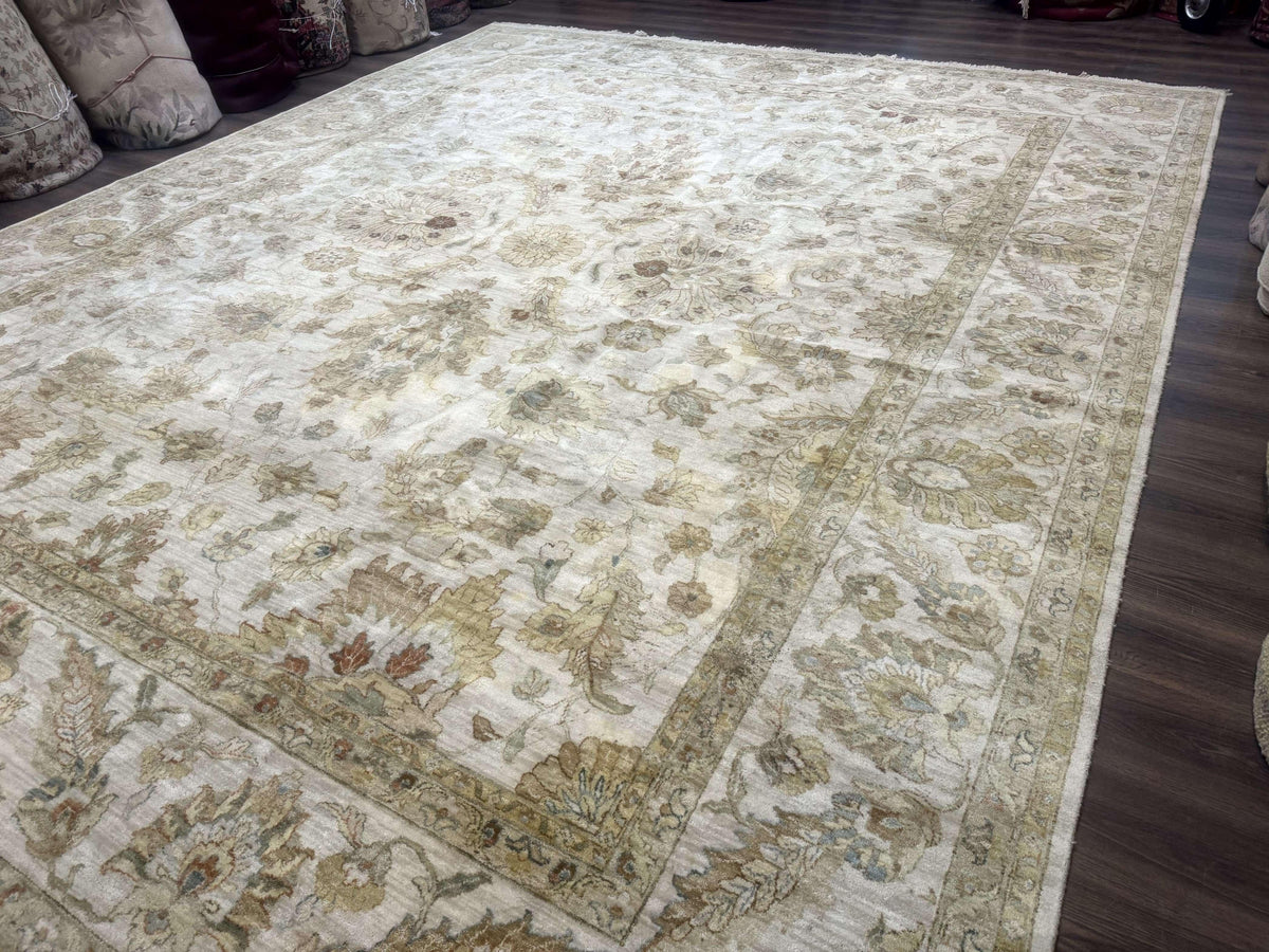 Palace Size Rug 12x15, Neutral Light Colors, Oat, Peshawar Chobi Oushak Rug, Handmade Wool Rug - Jewel Rugs, view 3
