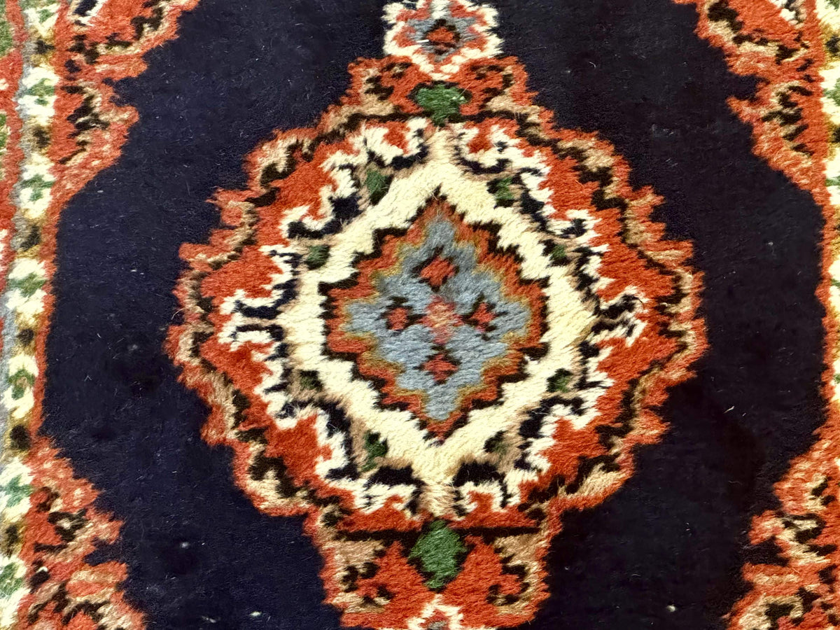 Small Indo Persian Rug 2x3, Navy Blue & Terracotta, Wool, Handmade - Jewel Rugs, view 5