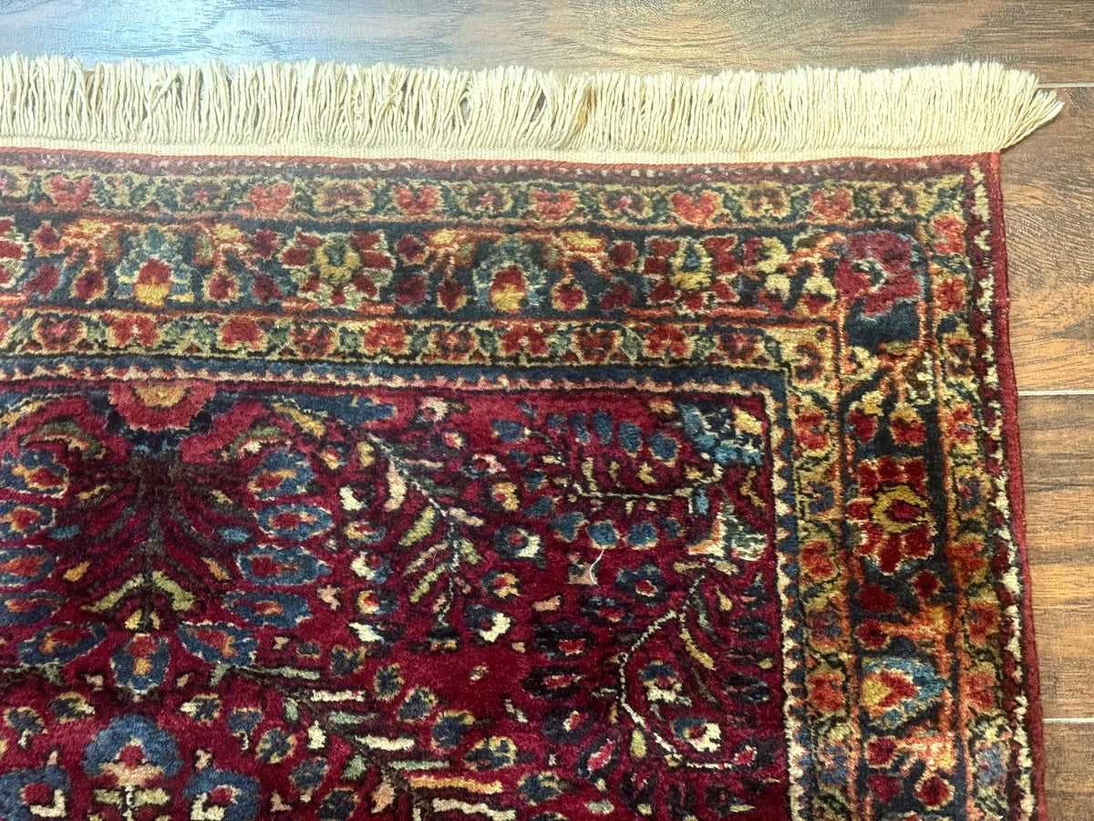 Antique Persian Sarouk Rug 3.6 x 5, Red, 1920s Persian Carpet - Jewel Rugs, view 8