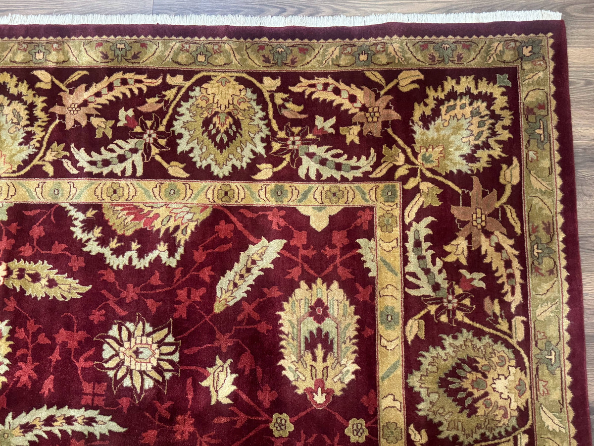 Indo Mahal Rug 9x12, Allover Pattern, Dark Red, Traditional Wool Area Rug - Jewel Rugs, view 8