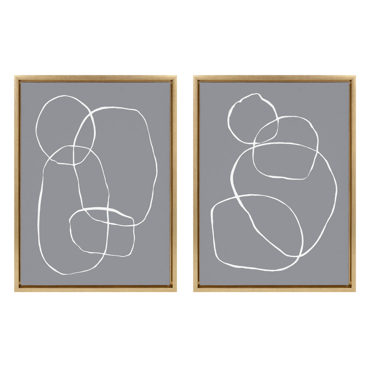 Sylvie Gray Going in Circles Framed Canvas Set by Teju Reval