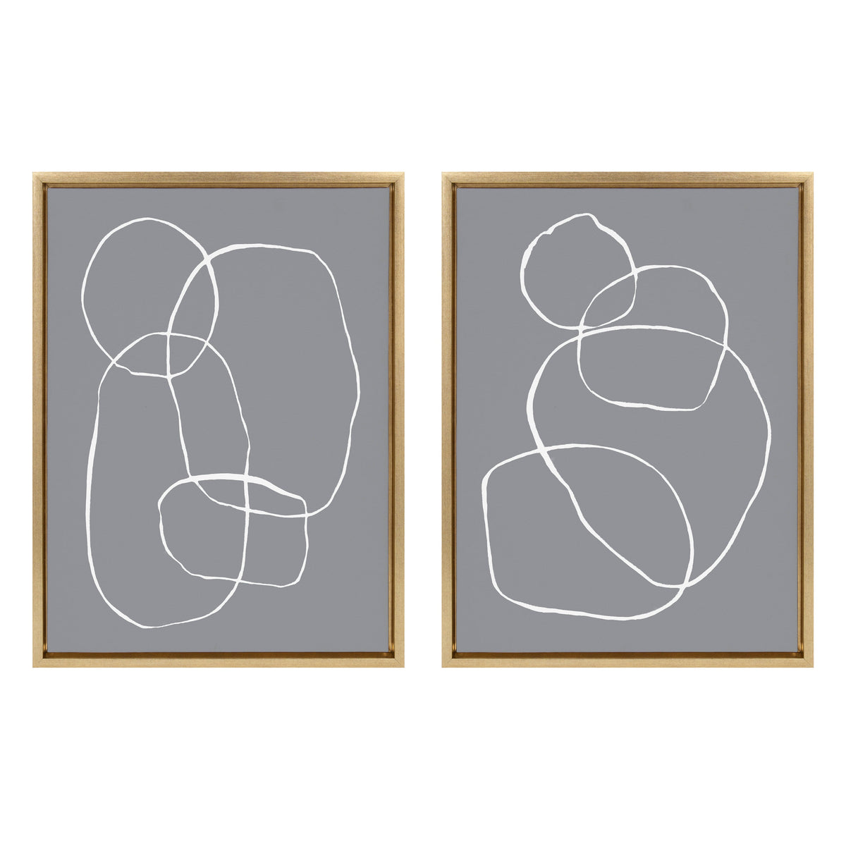 Sylvie Gray Going in Circles Framed Canvas Set by Teju Reval