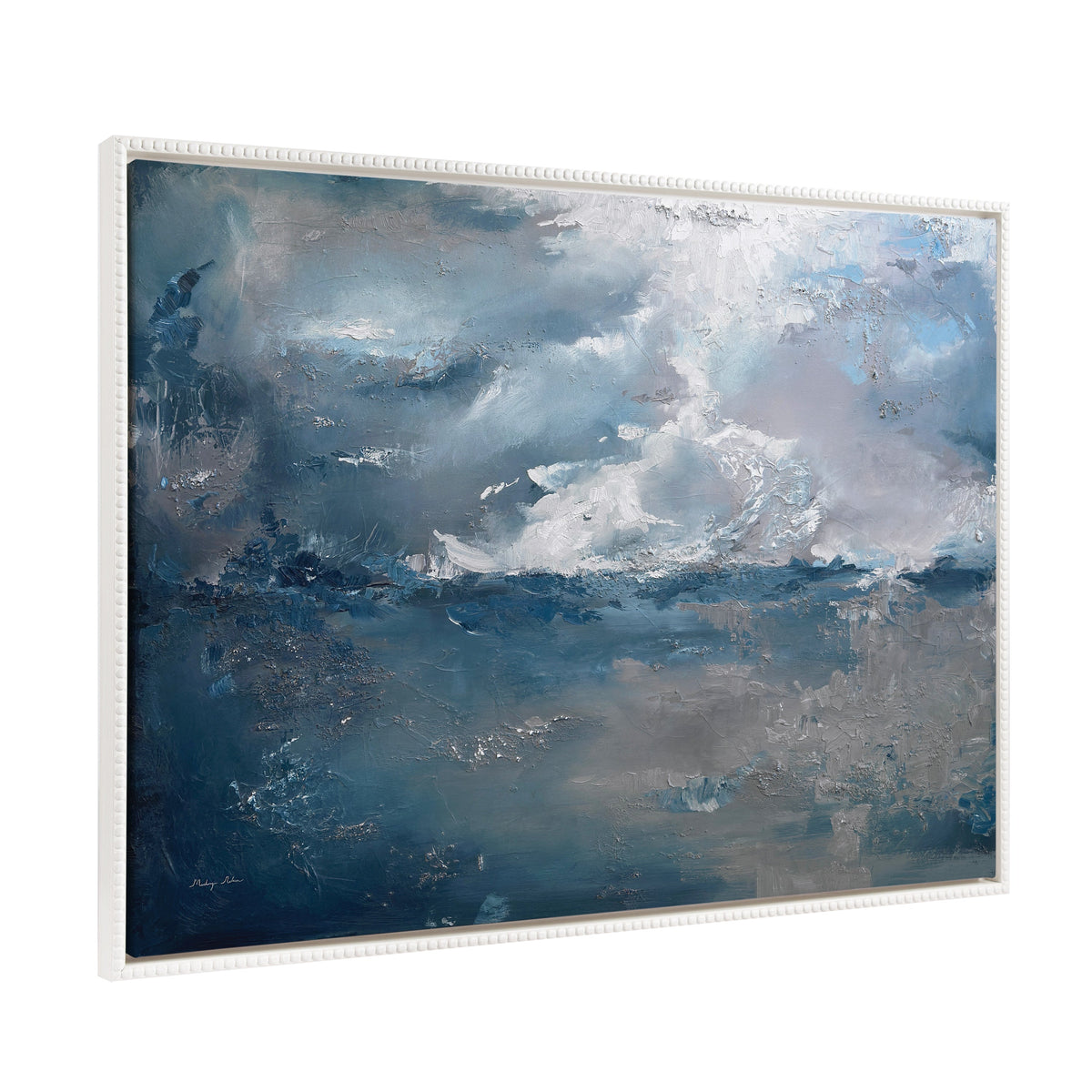 Sylvie Beaded Shades of Blue Framed Canvas by Mackenzie Nelson
