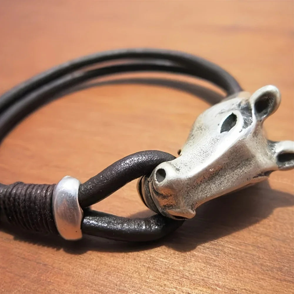 Bracelet - Minimalist Metal Horse Face