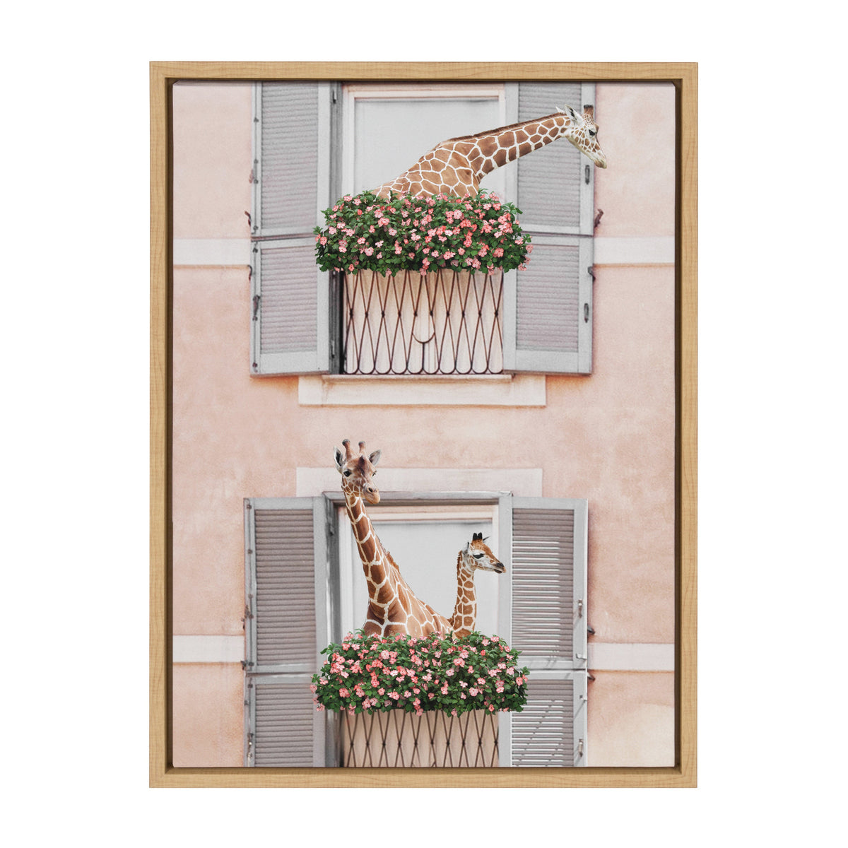 Sylvie Giraffe Neighbors Framed Canvas by July Art Prints