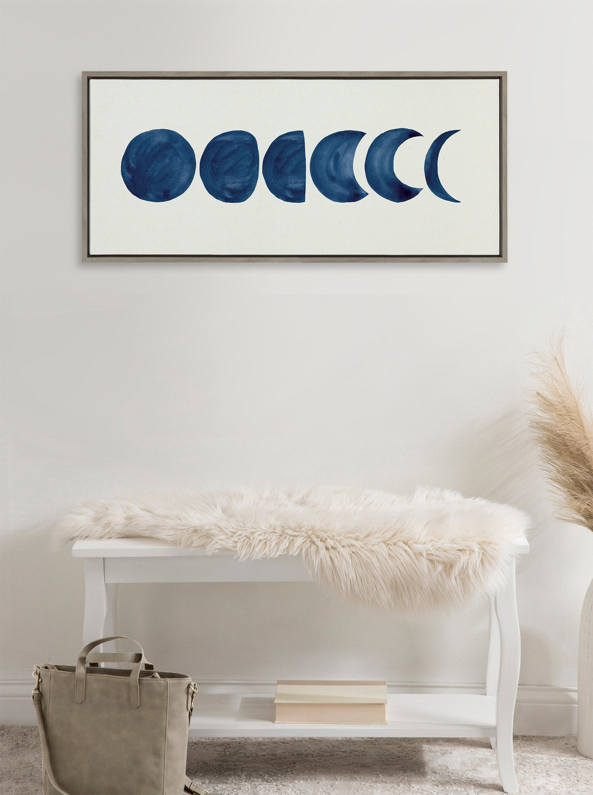 Sylvie Linear Moon Phases Framed Canvas by Teju Reval
