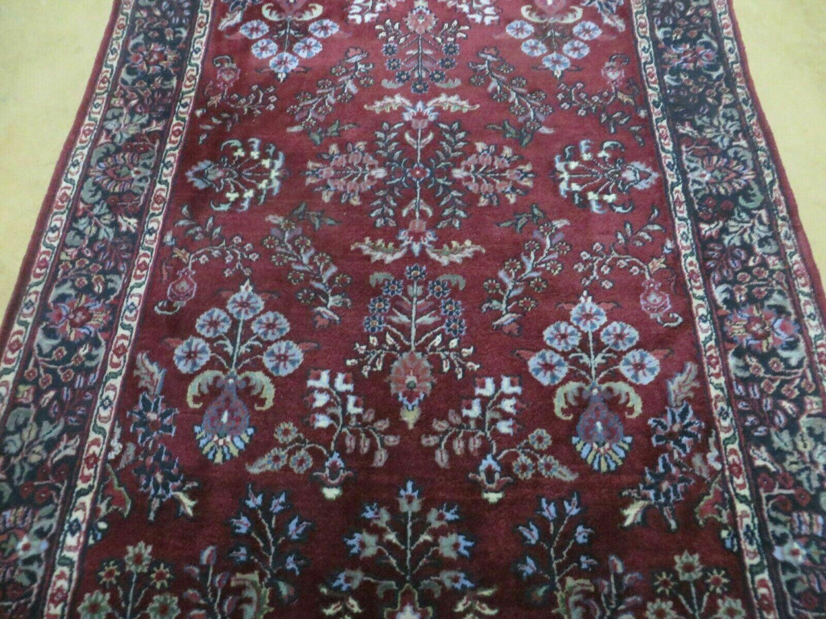 4' X 6' Vintage Handmade Fine India Jaipur Floral Oriental Wool Rug Red Nice - Jewel Rugs, view 11