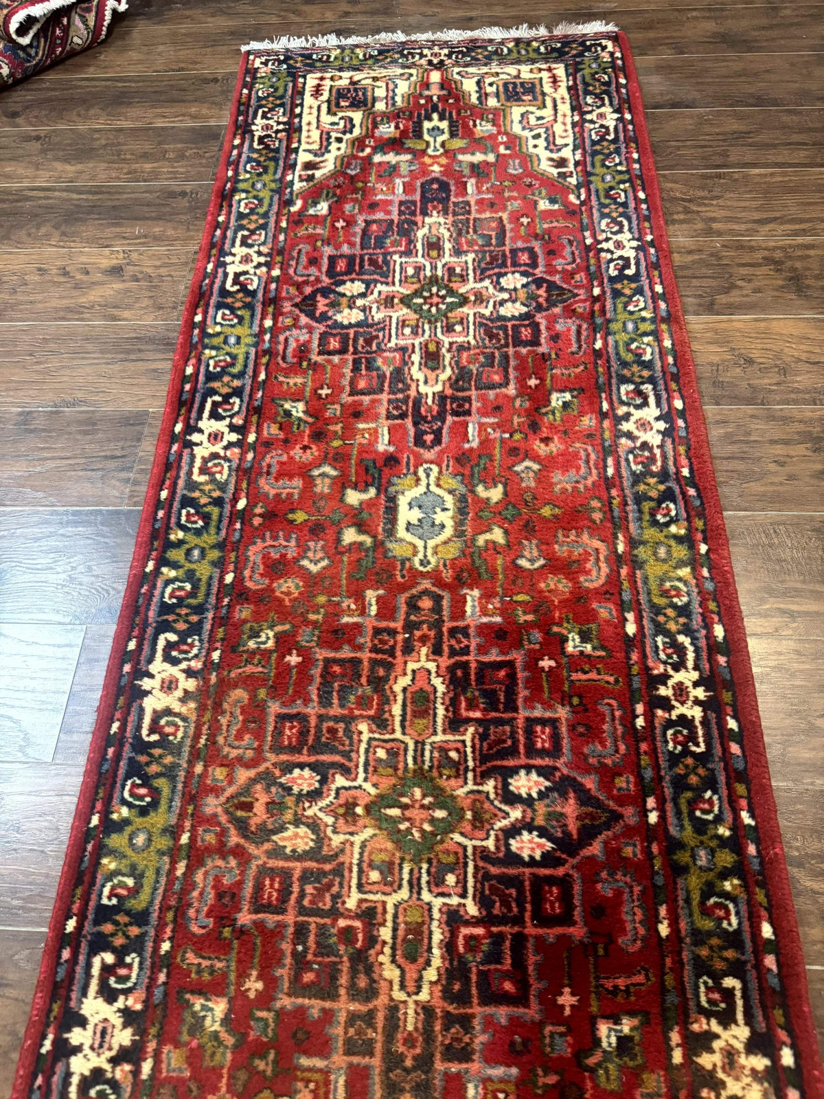 Indo Persian Heriz Runner Rug 3 x 17, Geometric Long Runner Carpet for Hallway, Medallions, Wool Runner Rug 3x17 - Jewel Rugs, view 2