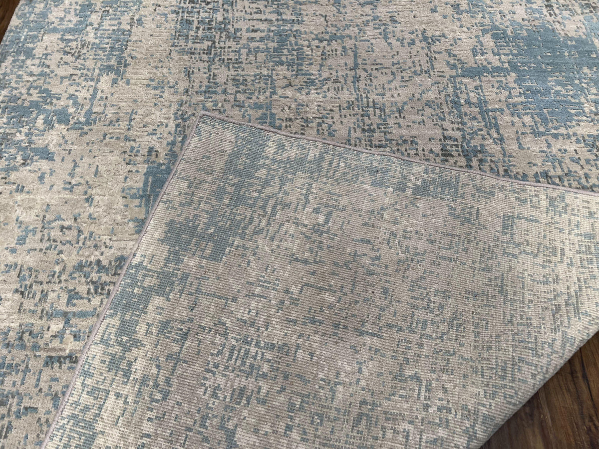 Modern Tibetan Rug 5x8 ft Light Blue and Gray Carpet, Contemporary Wool Rug, Handmade Nepali Rug, Raised Pattern, Tibet Area Rug, Nepal Rug - Jewel Rugs, view 11