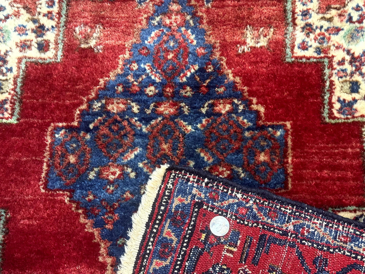 Antique Persian Kurdish Senneh Rug 4x5 Tribal Carpet Wool Geometric Medallion - Jewel Rugs, view 11