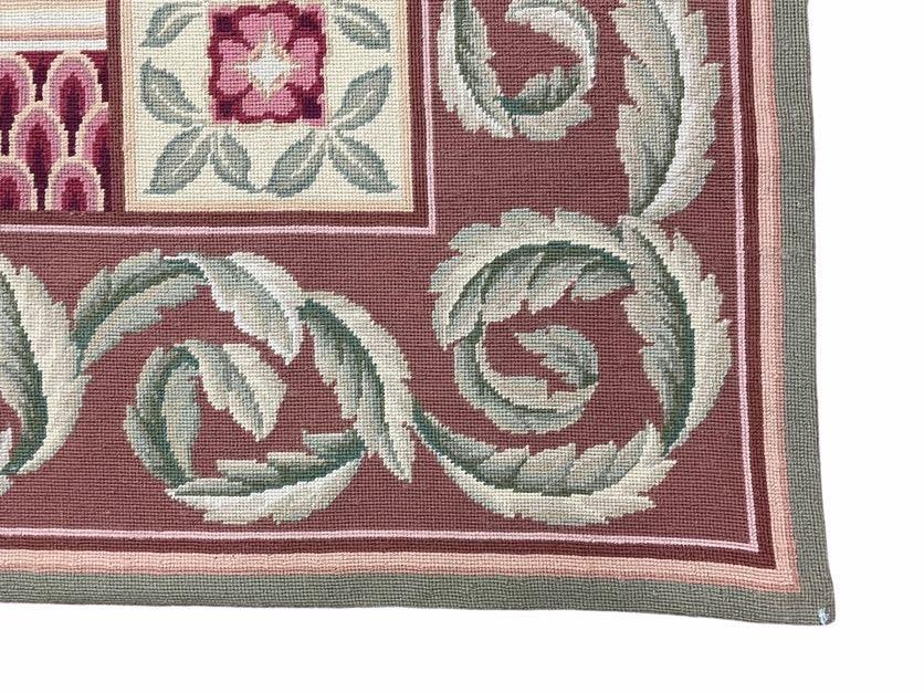 Aubusson Needlepoint Rug 9x12, Flatweave Carpet, Leaves, Wool, New, Handmade - Jewel Rugs, view 10