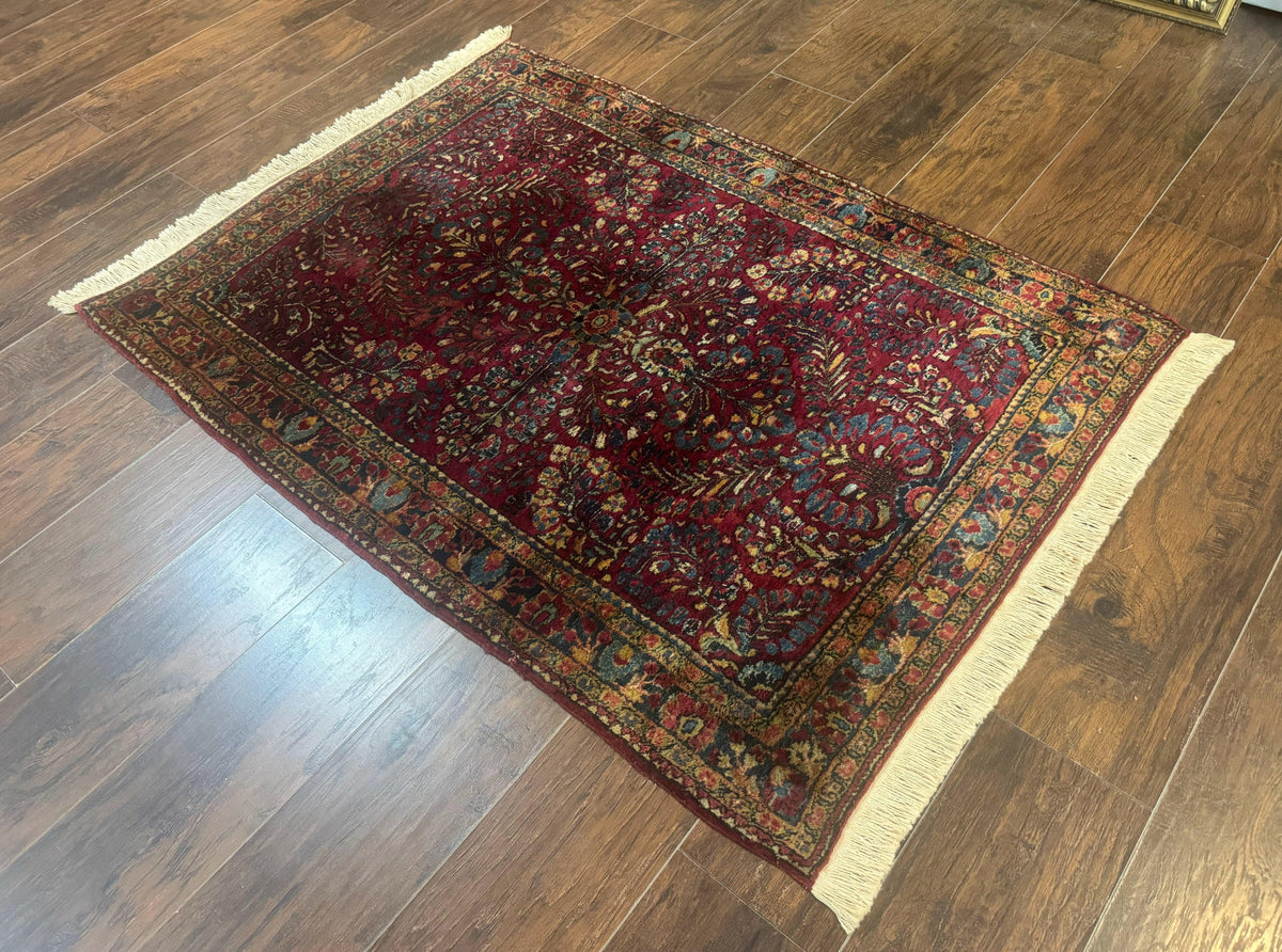 Antique Persian Sarouk Rug 3.6 x 5, Red, 1920s Persian Carpet - Jewel Rugs, view 13