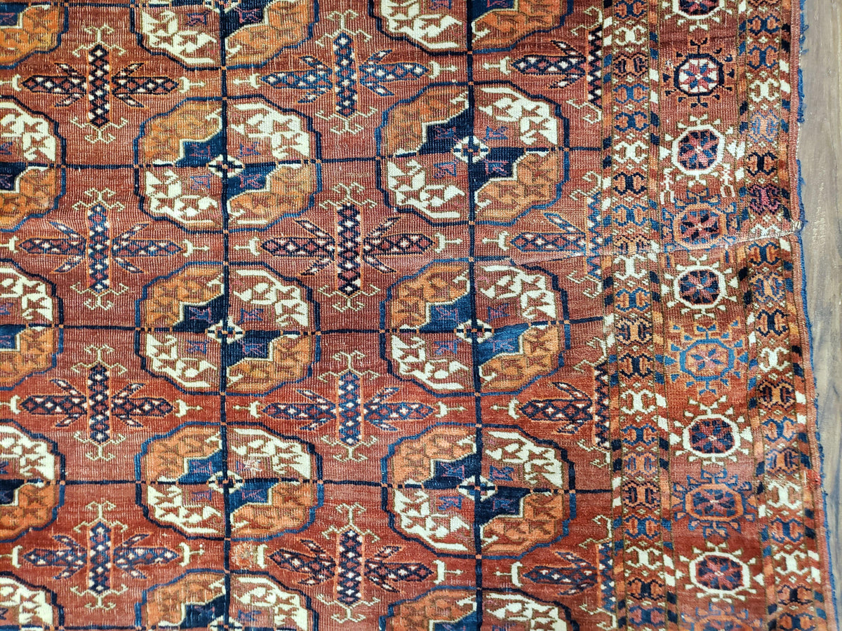4x7 Antique Yamud Rug Russian Rug Turkoman Rug Fine Weave Rug - Jewel Rugs, view 9