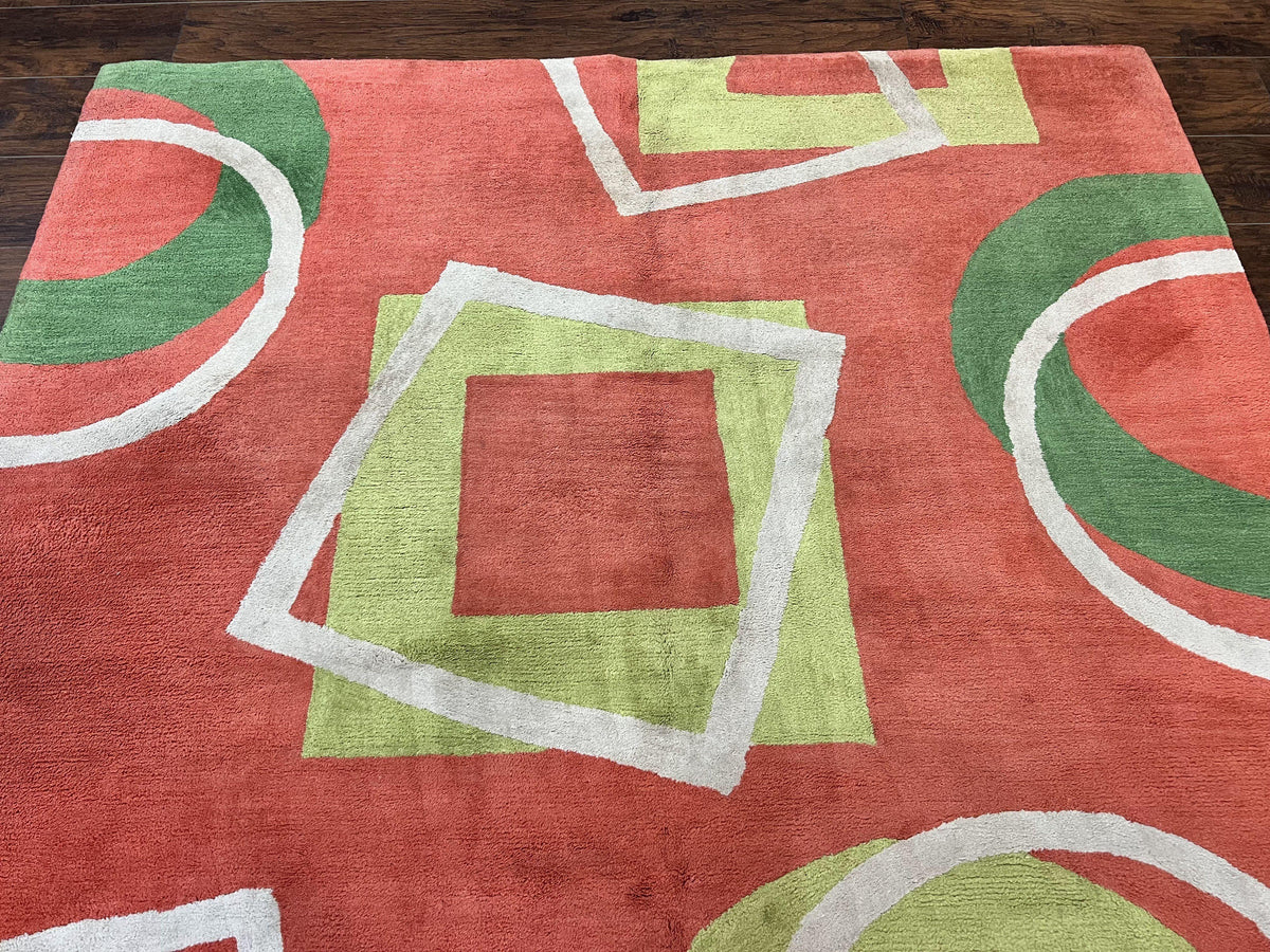 Abstract Rug 6x9, Modern Contemporary Rug, Red-Orange Green - Jewel Rugs, view 4